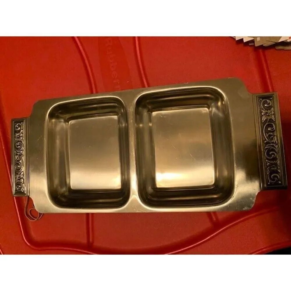 INTERNATIONAL DECORATOR STAINLESS 18-8 DIVIDED TRAY MID-CENTURY